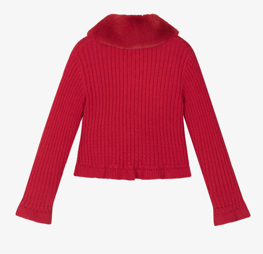 Mayoral Girls Red Knit Cardigan