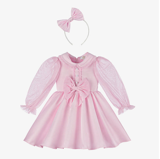 Caramelo Kids Girls Pink Satin Dress Set