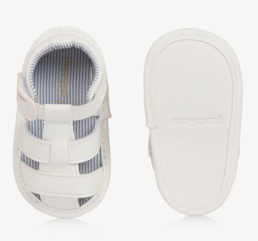 Mayoral Baby White Faux Leather Pre Walker Sandals