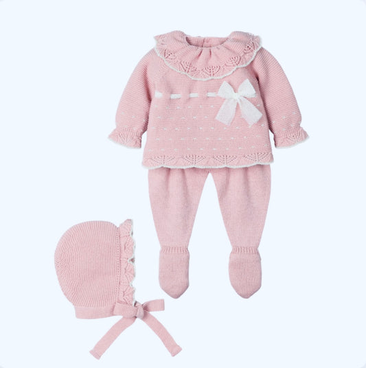 Mac Ilusion Baby Girl Pink & Gold Knit 3 Piece