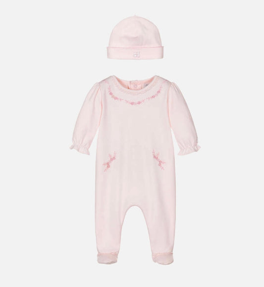 Emile et Rose Jayne Baby Girl Pink Cotton Babygrow & Hat