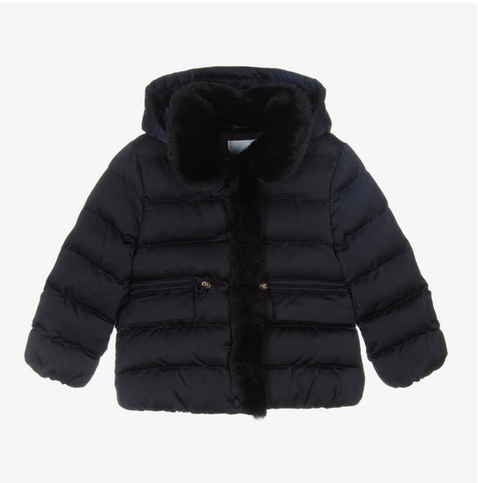 Abel & Lula Girls Navy Hooded Coat