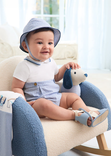 Mayoral Baby Boy Blue Cotton Romper & Hat Set