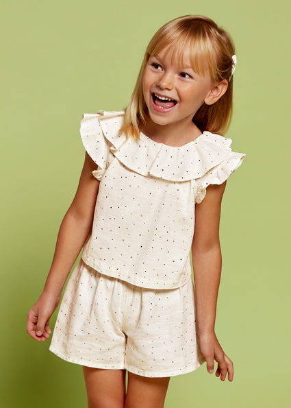 Mayoral Girls Ivory Cotton Shorts Set