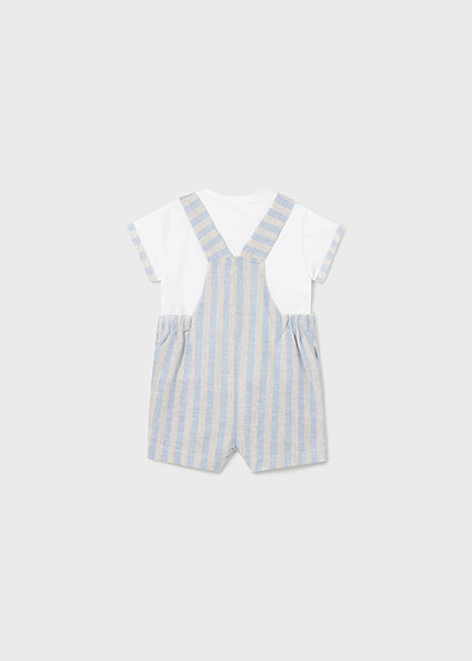 Mayoral Baby Boy Blue Stripe Linen Dungaree Set