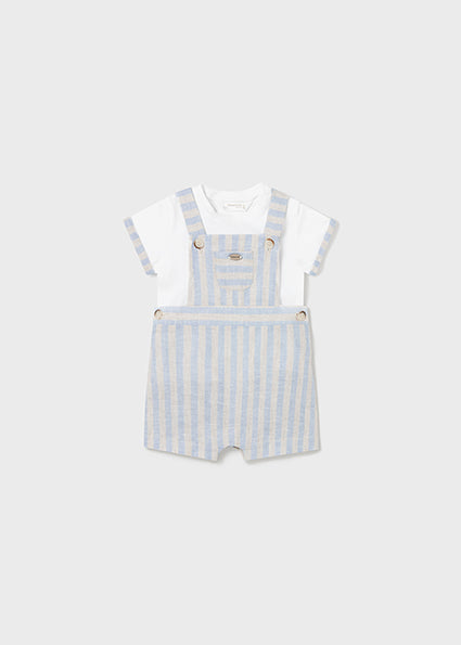 Mayoral Baby Boy Blue Stripe Linen Dungaree Set