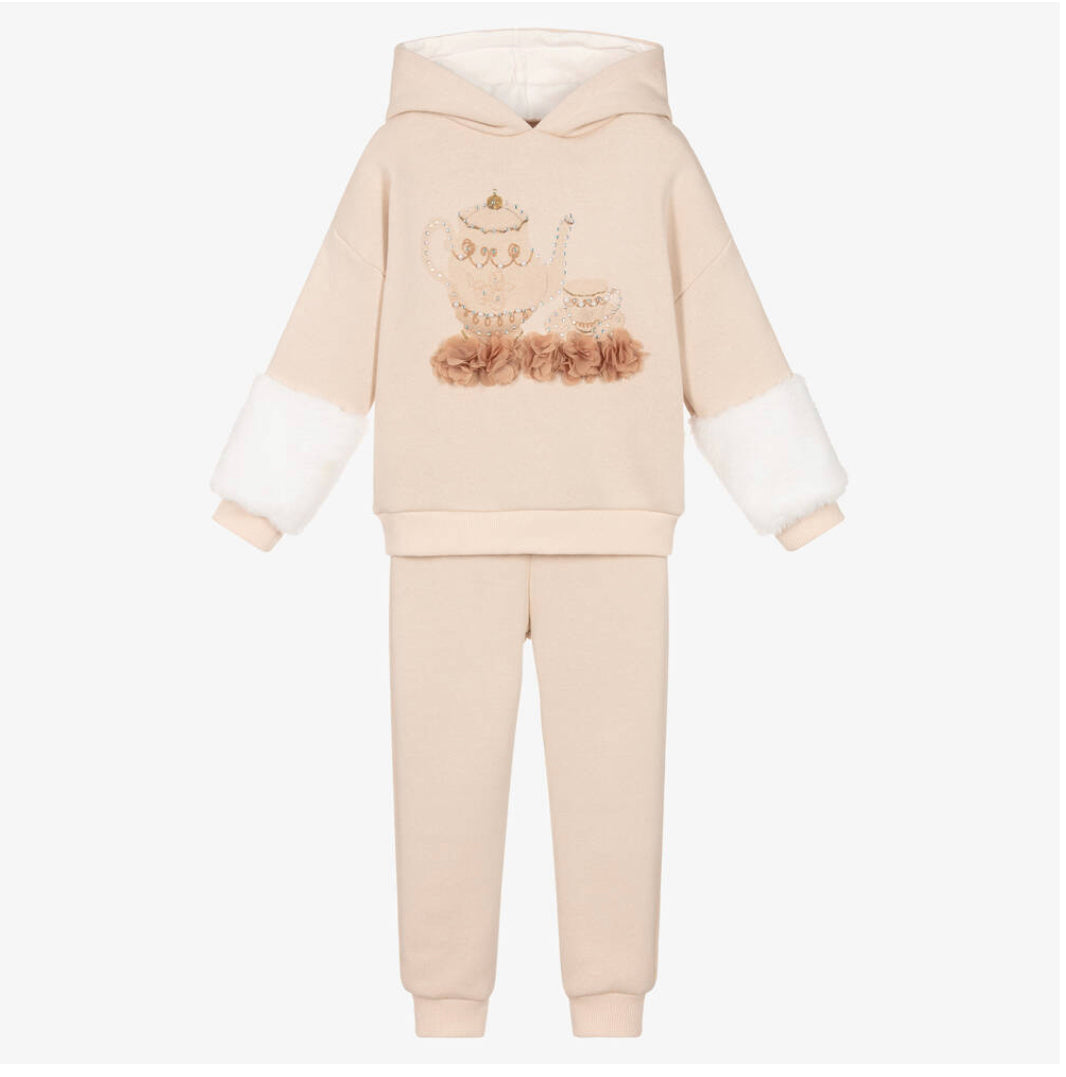 Caramelo Kids Girls Beige Diamonte Teapot Tracksuit – Little Darlings ...