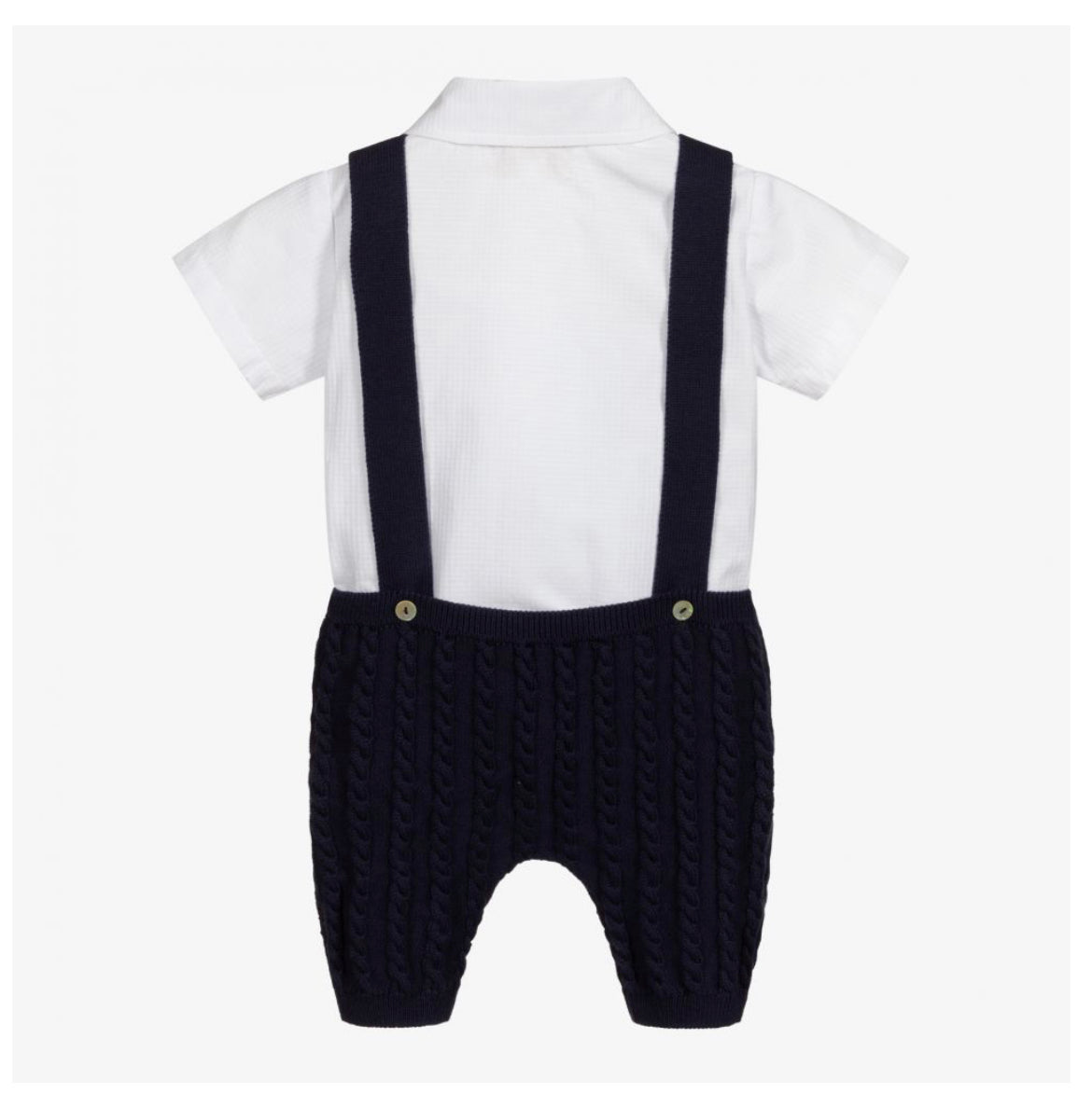 Caramelo Kids Baby Boy Navy Knit Dungaree Set