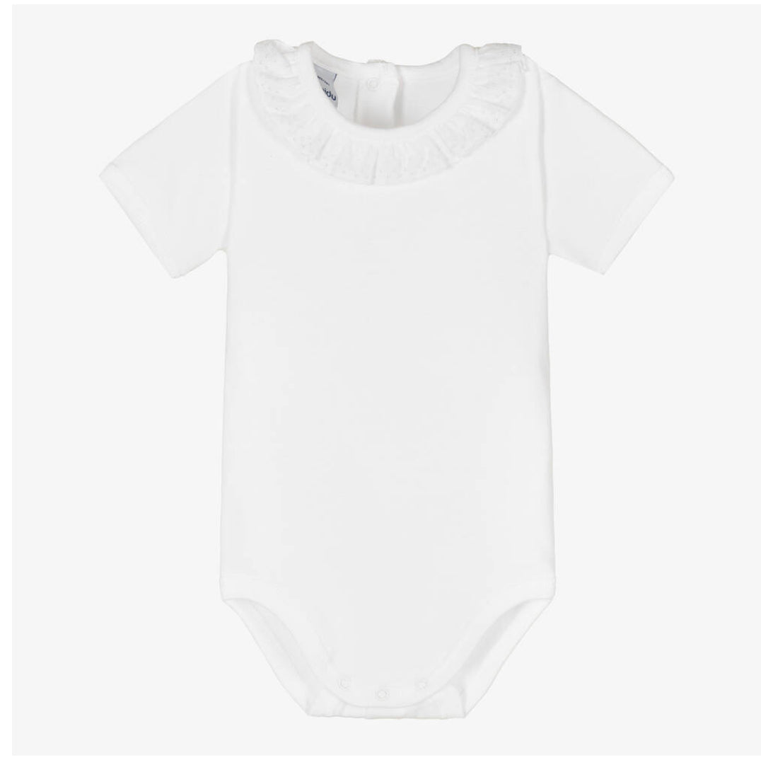 Babidu Unisex Baby White Frill Cotton Bodysuit