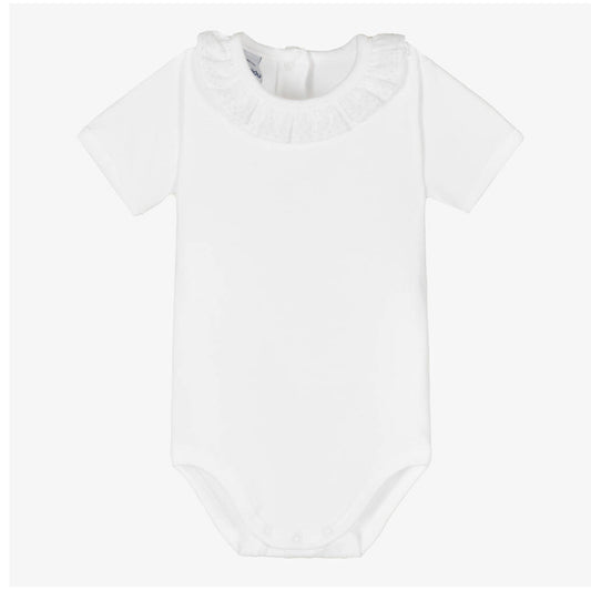 Babidu Unisex Baby White Frill Cotton Bodysuit