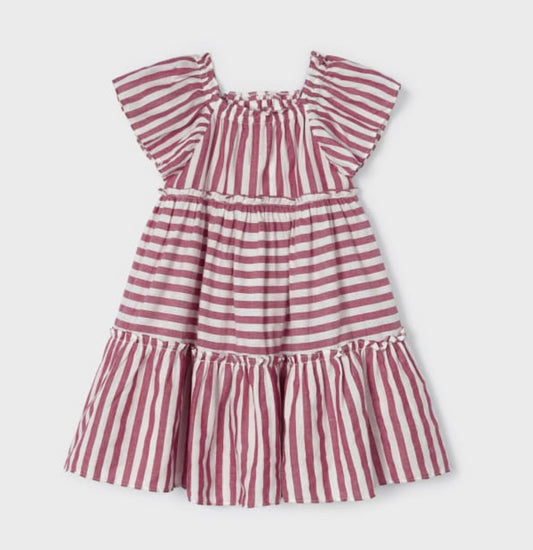 Mayoral Girls Red Stripe Cotton Dress