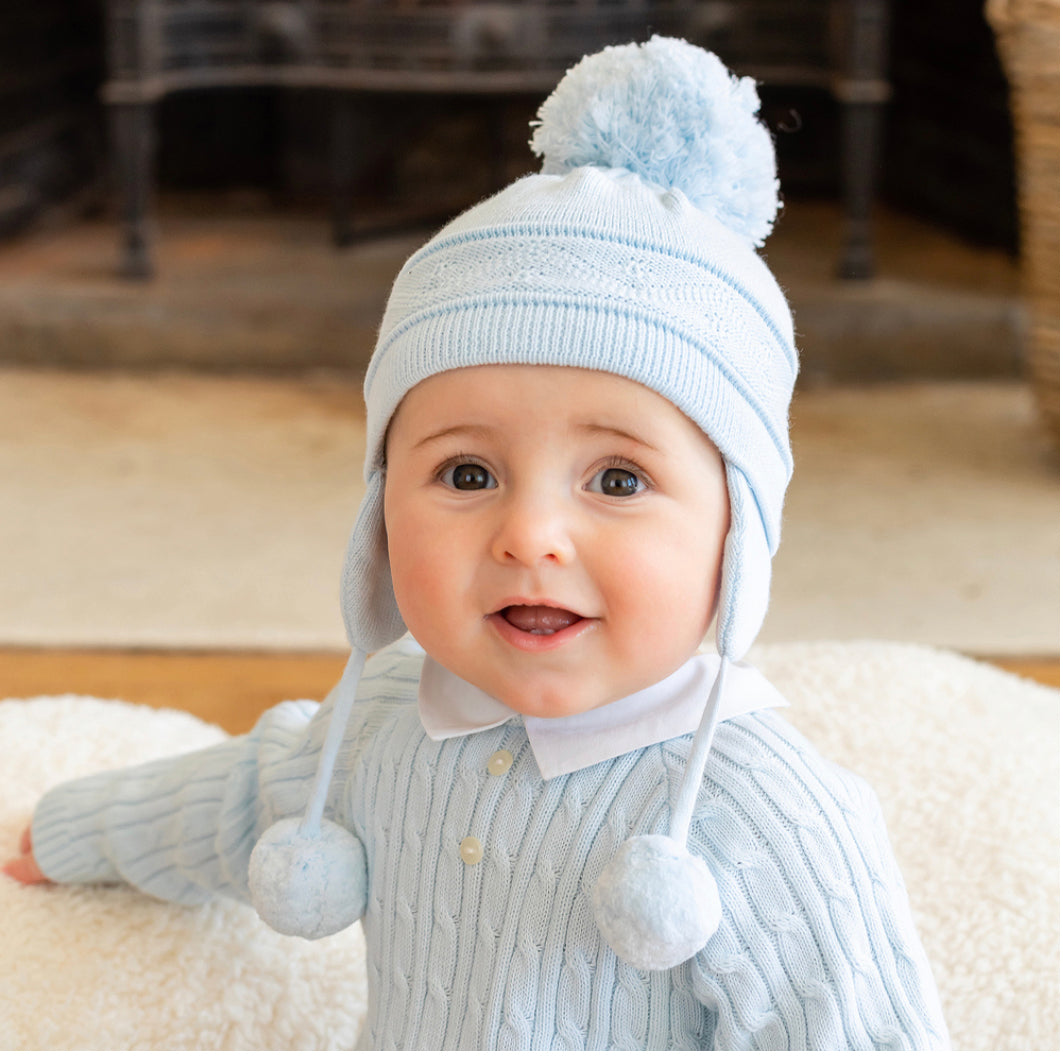 Baby boy blue 2024 pom pom hat